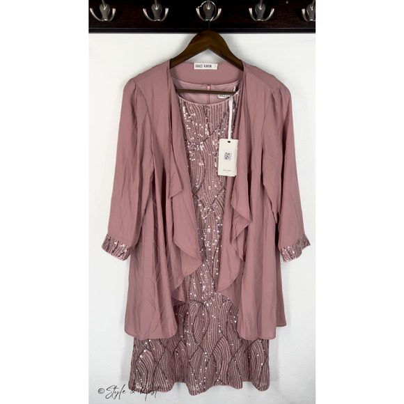 GRACE KARIN Pink Sequin Dress Holiday Party Dresses Women Wedding Shimmer NWT - Picture 4 of 8